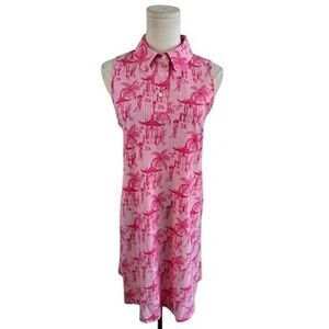 NWT Jude Connally Harlee Pagoda Pinstripe Sleeveless Dress Pink White Size Large